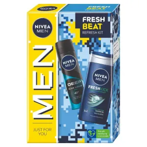 Nivea Men Fresh Beat darčeková kazeta sprchovací gél Men Fresh Kick 250 ml + antiperspirant Men Deep Beat 150 ml pre mužov