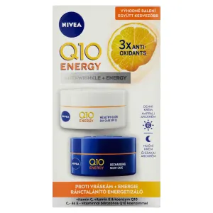 Nivea Q10 Energy Duo Pack darčeková kazeta denný pleťový krém Q10 Energy SPF15 50 ml + nočný pleťový krém Q10 Energy 50 ml proti vráskam