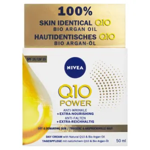 Nivea Q10 Power Anti-Wrinkle Extra Nourish SPF15 50 ml denný pleťový krém pre ženy na zmiešanú pleť; výživa a regenerácia pleti; proti vráskam