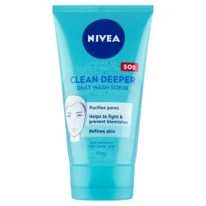 Nivea Clean Deeper Daily Wash Scrub 150 ml peeling pre ženy na všetky typy pleti; na mastnú pleť; na problematickú pleť s akné