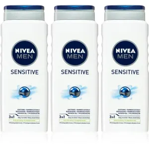Nivea Men Sensitive sprchový gél pre mužov 3 x 500 ml (výhodné balenie)