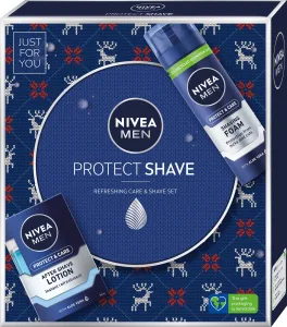 Nivea Men Protect Shave darčeková kazeta voda po holení Men Protect & Care 100 ml + pena na holenie Men Protect & Care 200 ml pre mužov