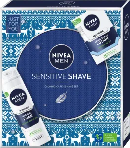 Nivea Men Sensitive Shave darčeková kazeta voda po holení Men Sensitive 100 ml + pena na holenie Men Sensitive 200 ml pre mužov