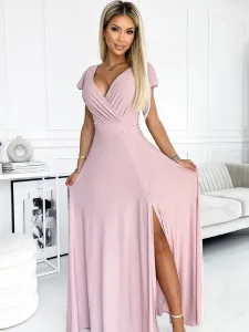 Trblietavé dámske šaty 411-6 v ružovej farbe , VEĽKOSŤ NOVÉ M ( 38 )