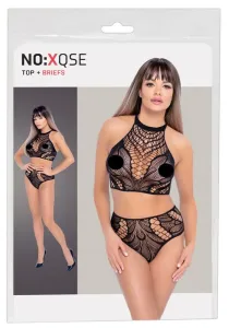 NO:XQSE - dvojdielne pletené šaty - čierne (S-L)