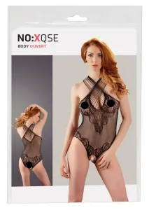 NO:XQSE - Crotchless Body - dámske priehľadné body s výšivkou - čierne (S-L)