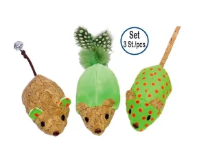 Plyšové myšky s catnipom zelené 12cm, Set 3ks