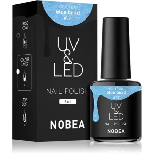 NOBEA UV & LED Nail Polish gélový lak na nechty s použitím UV/LED lampy lesklý odtieň Blue bead #16 6 ml