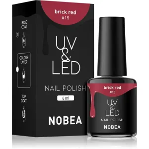 NOBEA UV & LED Nail Polish gélový lak na nechty s použitím UV/LED lampy lesklý odtieň Brick red #15 6 ml