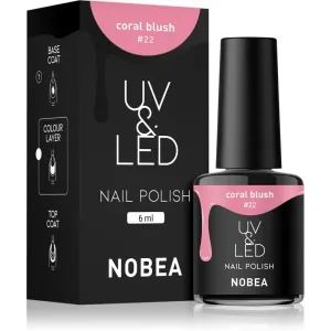 NOBEA UV & LED Nail Polish gélový lak na nechty s použitím UV/LED lampy lesklý odtieň Coral blush #22 6 ml