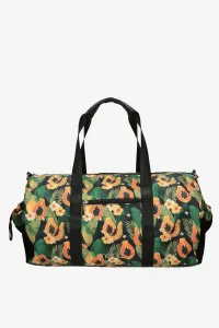 Oranžovo-zelená kvetinová veľká cestovná taška s čiernymi rúčkami - UNI #8602413