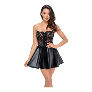Noir - čipkované lesklé mini šaty (čierne) #8195629