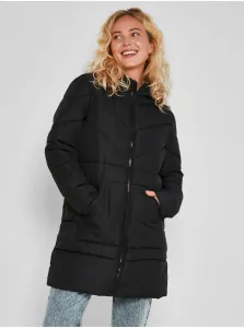 Čierny dámsky prešívaný zimný kabát s kapucou Noisy May Dalcon #584886