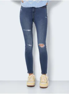 Blue Skinny Fit Jeans with Tattered Effect Noisy May Buddy - Women