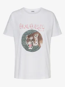White T-shirt with print Noisy May Command - Women