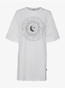 White Womens Extended Oversize T-Shirt Noisy May Zodiac - Women #582056