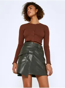 Khaki Leatherette Skirt Noisy May Elisa - Women #5572593