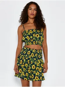 Žlto-modrá kvetovaná krátka sukňa Noisy May Sunflower #5576480