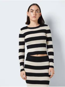 Cream-Black Women's Striped Sweater Sweater Noisy May Jaz - Women