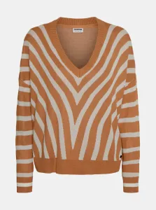 Cream-brown striped sweater Noisy May Astot - Women #1043830