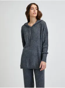 Grey Ribbed Hooded Sweater Noisy May Ally - Women #655469