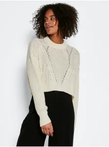 Cream Ribbed Cropped Sweater Noisy May Celt - Women #722455