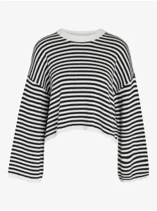 White and Black Women Striped Crop Top Sweater Noisy May Lony - Women #7614568