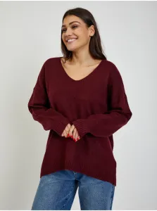 Burgundy Women's Sweater with Extended Back Noisy May Son - Women #576782