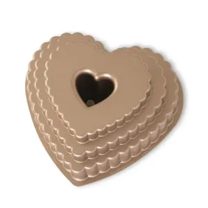 Nordic Ware Forma na bábovku poschodové srdce, karamelová, 2,8 l 89937