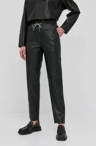 Kožené nohavice Notes du Nord Tazz dámske, čierna farba, rovné, vysoký pás #194045