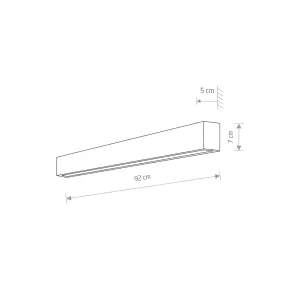 STRAIGHT WALL GRAPHITE M, LED 7561 T8 16W, 2300Lm 3000K
