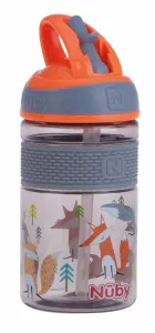 NUBY - Fľaša športová 2v1 s tvrdou sklopiteľnou slamkou, 360 ml, oranžová, 3+