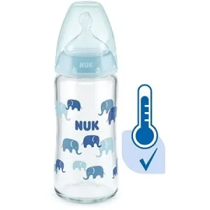 NUK FC+ fľaša sklo s kontrolou teploty 240 ml, modrá #7269994