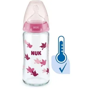 NUK FC+ fľaša sklo s kontrolou teploty 240 ml, ružová #7269993