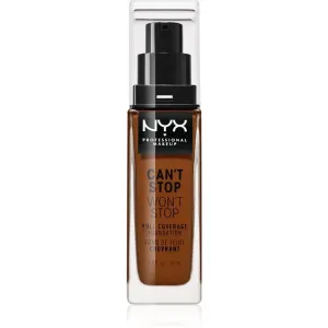 NYX Professional Makeup Can't Stop Won't Stop Full Coverage Foundation vysoko krycí make-up odtieň 25 Deep Ebony 30 ml