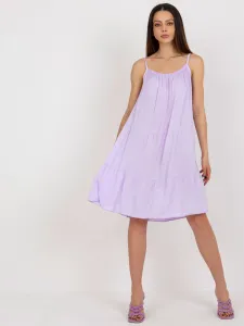 Svetlo-fialové letné voľné volánové šaty na ramienka - L