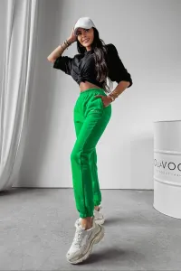 Ola Voga dámske tepláky s elastickým pásom v zelenej farbe - M