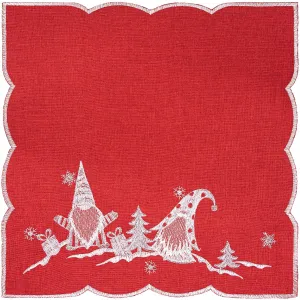 obrus Vianočný, Vianočné trpaslíci, červený 35 x 35 cm