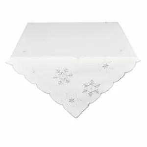 Obrus Vianočné, Šedo strieborné vločky, biely 85 x 85 cm #8307450