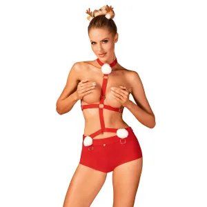 Obsessive Ms Reindy - Dámsky kostým soba (2 kusy) - červený #3433951