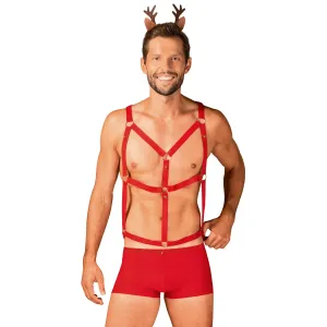 Pánský sexy kostým Obsessive Mr. Reindy Christmas Červená S-M