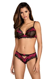 Obsessive Tulia - Súprava čipkovaného spodného prádla (čierno-ružová) #2826125