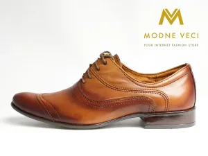 Hnedé elegantné topánky - kožené model 126, Veľkosť 46
