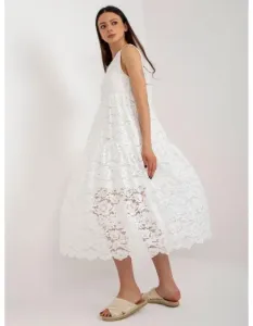 Dámske šaty s volánom OCH BELLA biele #6888469
