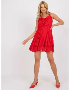 Dámske volánové mini šaty OCH BELLA červené