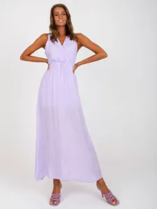 Dámske dlhé svetlo-fialové spoločenské šaty na ramienka - L