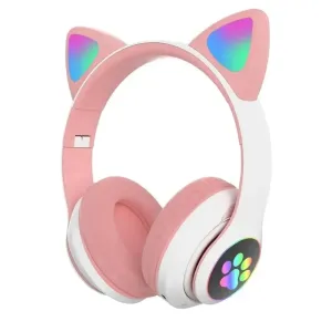 OEM Cat Ear Bluetooth slúchadlá s mikrofónom pre deti, ružové