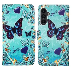 Knižkové puzdro Trendy Colored case Modrý motýľ – Samsung Galaxy S23 FE