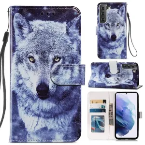 Knižkové puzdro Trendy Cross case Biely vlk – Samsung Galaxy S21 FE