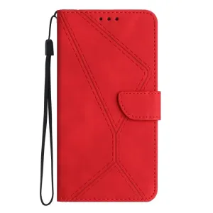 Peňaženkové puzdro Embossing Pattern Stitchy case červené – Motorola Moto G34 5G